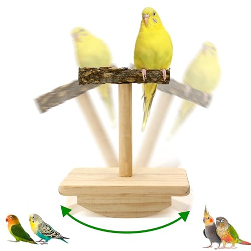 Natural Wood Bird Perch Stand Training, Intelligence Puzzle Enrichment Toys for Parakeets, Wooden Parrot Perch Platform, Bird Playground Play Stands for Conure, Cockatiel, Budgie Interactive Toys