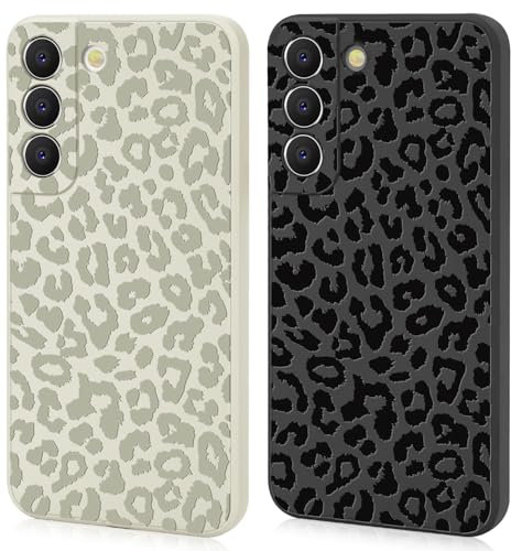 Ciciber Ttusy 2 Stück Hülle für Samsung Galaxy S23 Handyhülle Silikon mit Muster Leopard Matte Case Stoßfest Dünn Ästhetik Frauen Mädchen Weich TPU Schutzhülle Tasche für Samsung S23