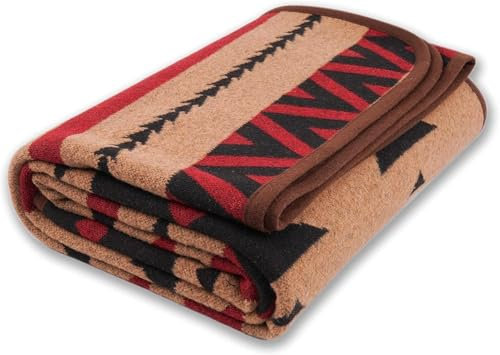 PuTian Decke aus Merinowoll-Mischgewebe, weich, warm, waschbar, schwere Decke, Überwurf für Camping, Outdoor, Bett, Couch, Terrasse, Van, volle Größe, 160 x 130 cm, Khaki-Flamme