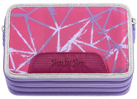 Step by Step XXL-Mäppchen „Star Stella“, 43-teilig, lila-rosa, Stern-Design, mit Leuchteffekt, mit Schreibutensilien vorbestückt, für Mädchen ab der 1. Klasse