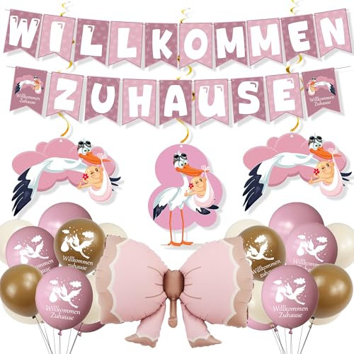 Syoulin-Willkommen Zuhause Baby,22Stück storch geburt für draussen,welcome home baby,Perfekt für eine Willkommensparty zur Taufe meiner Tochter