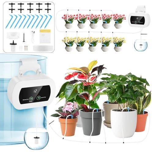 Forever Speed Sistema de Riego Automático Recargable Kit de Riego por Goteo, 300 Modos de Sistema de Riego de Interior Riego por Goteo Automatico para 10 Plantas de Interior, Balcón, Invernadero