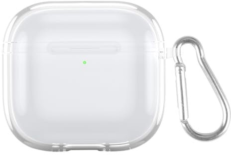 Clear Case Cover for AirPods 4, Clear Fit Shockproof Full Cover Anti-Fall Anti-Yellowing Wireless Charging Full Protection Soft Cover With Carabiner Transparent Protective Case