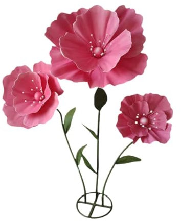 Folpus Fiori giganti per matrimonio per decorazione con base in piedi, grandi fiori artificiali eleganti e multiuso per feste nuziali, Rosa Rossa