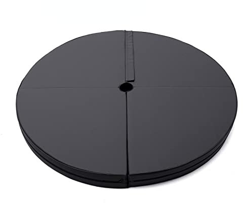 IEOWY Sicherheits-Crashpad für Pole Dance-Matte, faltbar, rund, dick, Fallschutz, Rutschhemmende Schutzmatte, Schutzmatte für Tanz, Fitness, Gymnastik, Yoga, Anfänger, schwarzer Bezug, 150 x 10