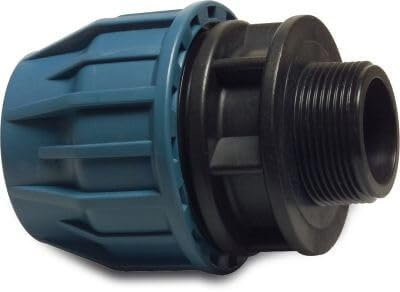 PP Kupplung 32 mm x 3/4 AG – Klemmverbinder für PE-Rohre – Außengewinde – 16 bar – für Wasserleitungen & Bewässerung – DVGW zertifiziert