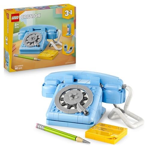 LEGO Creator 3-in-1 Retro-Telefon Spielzeug mit Wählscheibe – verwandelbar in EIN 1980er-Modell oder Zwei Mobiltelefone aus den 2000ern – kreatives Geschenk für Kinder ab 8 Jahren – 31174