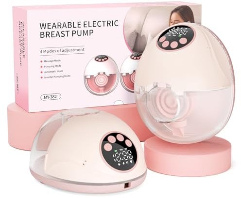 Wagxoey Milchpumpe Elektrisch, Elektrische Milchpumpe Handsfree 4 Modi 12 Stufen mit 17/19/21 mm komfortabler Flansch, Schmerzfrei Leise (2 Stück)