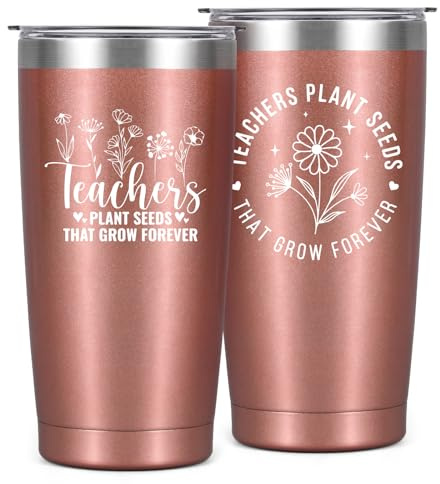 Livole Nursery Teacher Gifts, Teachers Plant Seeds That Grow Forever, Thank You Teacher Gifts, End of The Term Presents for Teachers Women, 20oz Thermal Coffee Mug, 600ml Vacuum Drinking Glasses