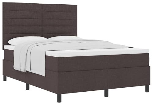 vidaXL Dunkelbraunes Boxspringbett-Set mit Matratze und Kopfteil 160x200 cm Glattes Stoffdesign für zeitgenössische Schlafzimmermöbel Schoner Pad Topper Taschen Toppers