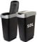 SUSTANIA Lot de 2 poubelles de cuisine, 50 l, avec couvercle basculant, 60 x 45 x 34 cm, en plastique robuste, recyclable, noir/argent, fabriquées en UE