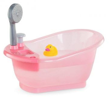 Baignoire avec douchette Poupon 30/36 cm, Rose - Set Accessoire poupée + 1 Carte Tigre Bain