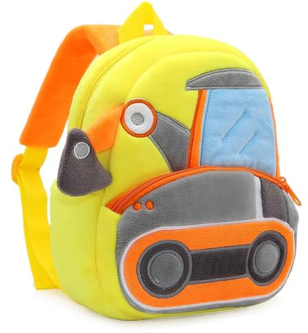 PROTAURI Rucksack Kinder für Junge 1-4 Jahre, Kindergartenrucksack Komfortabler, Kita Rucksack Leicht, Bagger-Design