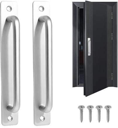 Horktrust Möbelgriffe 2 Stück aus Edelstahl – Türgriffe 180 mm mit Platte, Schiebetür Griff für Schrank, Schublade, Balkon- und Innentüren, Haltegriff für Küche und Garage