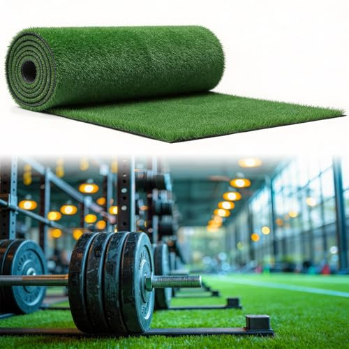 BreezeHug 65' x 3.3' (215 Sq.Ft) Gym Flooring Roll Turf Sports Sled Strips Turf Artificial Fake Grass with Non Slip Backing for Weight Sled Push Gym Equipment Training Indoor Outdoor, Green, 0.4 H
