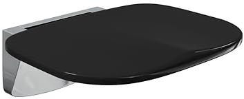 Flode Fold Down Shower Seat – Gloss Black Wall Mounted Shower Seat Space Saving Folding Shower Chair for Disabled Elderly & Accessible Wet Rooms