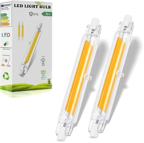 DafuDaGui R7S LED 118mm Dimmbar, Warmweiß 3000K, 20W LED R7S 118mm Lampen Ersatz für 200W Halogen Leuchtmittel,Kein Flackern,2000LM, 360°Abstrahlwinkel, AC 220-240V Stab Glühbirne - 2 Stück