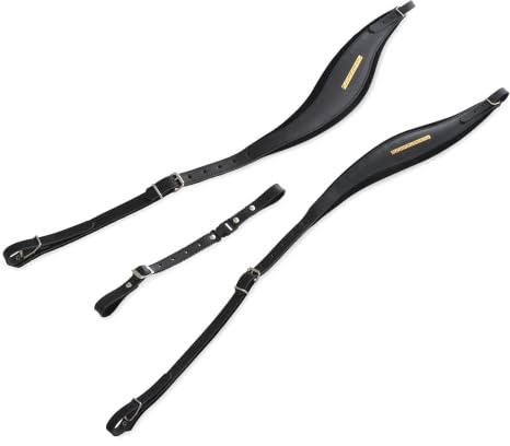 Alpenklang Comfort S-Form Akkordeonriemen Echtleder, Schwarz mit Querriemen | Für Akkordeons ab 72 Bass, 15 mm Polsterung, bis 9 cm breit, komplett schwarz, längenverstellbar