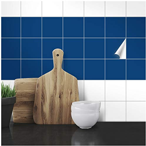 Wandkings Fliesenaufkleber - Wähle eine Farbe & Größe - Dunkelblau Seidenmatt - 10 x 10 cm - 20 Stück für Fliesen in Küche, Bad & mehr