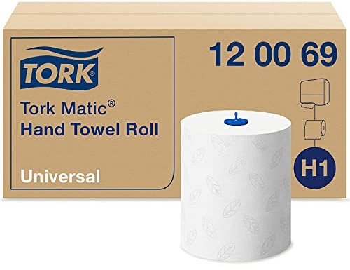 Tork Matic Rollenhandtücher Weiß H1, Universal-Qualität, mit Prägung für effizientes Trocknen, 6 × 150 m-Rollen, 120069