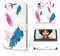 MOBIWEAR | Slim FLIP Case | Kompatibel mit LG Q7, Made in EU handyhülle, Premium Schutzhülle, Transparent TPU Silicon, Book Style Hülle, Tasche - Federn und Vögel