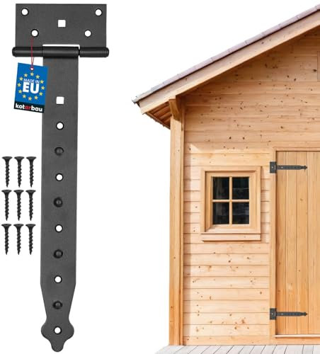 KOTARBAU® Charnière à Penture Droite - 300 mm - Revêtement Thermolaqué - Charnière Portail Bois en T Charnière Noir Charniere Porte Charniere Portail Exterieur Gond Portail Exterieur