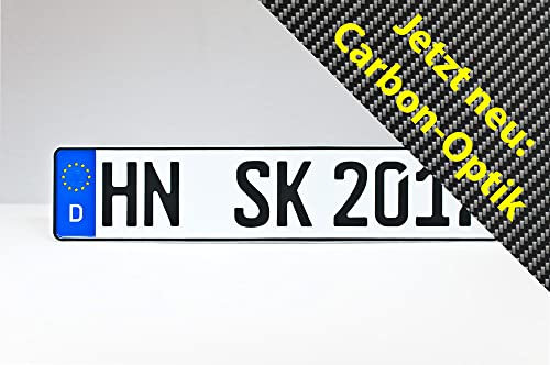 Schilderkröten 3 x Carbon KFZ-Kennzeichen 520x110mm für Auto und Fahrradträger