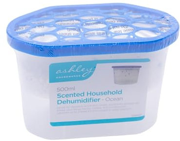 HomeZone 5 Pack of 500ml Dehumidifier for Bedroom Livingroom - Small Dehumidifier Ocean Scented Household Essentials for Homes Damp Traps Multipack - Effective Damp Absorber Condensation Absorbers