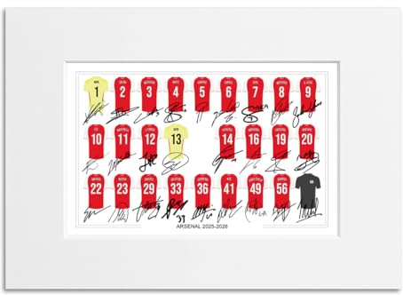 Arsenal Team Squad 2025-2026 Signed Poster Print Framed Picture Photo Autograph Gift 25/26 Rice Odegaard Saka Gyokeres Eze (A4 Mounted Only)