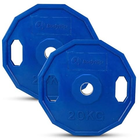 BodyRip Polygonal Colour Weight Plate | 2x 20kg, 1 Standard Hole | Dumbbell or Barbell | Home Gym Training, Weightlifting