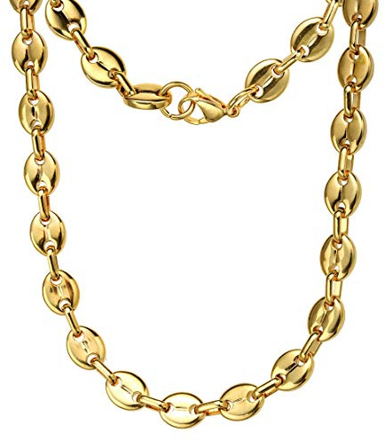 HIJONES Minimaliste Café Grain Chaîne Collier en Acier Inoxydable