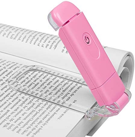 DEWENWILS Leselampe Buch Klemme Wiederaufladbar, 4 Einstellbare Helligkeitsstufen, Bernsteinfarbene Klemmleuchte für Lesen im Bett, Blaulicht-Blockierung, Geschenk für Kinder und Bücherwürmer