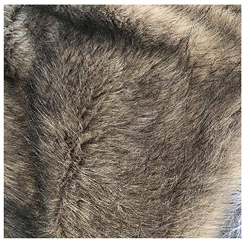 YANGUANG 160x50cm Verdickter Faux Wolf Pelz Stoff Um Einen Halben Meter, Weiche Braune Pelzige Stoff Shag Polsterung Für DIY Kleidung Dekoration Leichte Lange Haare Shaggy Decke(Color:BRAUN)