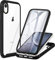 CENHUFO Cover iPhone XR, 360 Gradi Antiurto con Protezione dello Schermo Integrata Rugged Full Body Case Doppia Faccia Bumper Trasparente Guscio Fronte Retro Custodia per iPhone XR - Nero