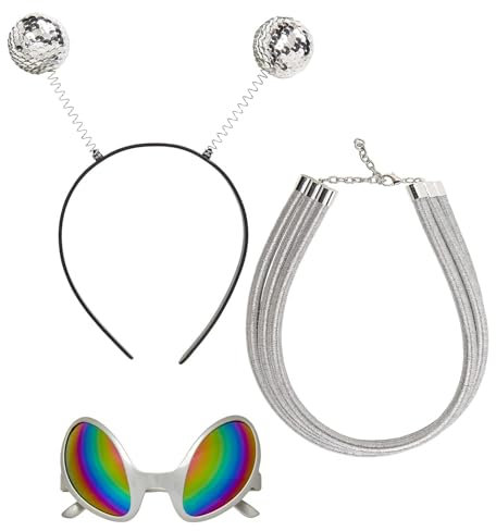 W WIDMANN MILANO Party Fashion 68598 - Verkleidungsset Alien, Antenne, Brille, Kette, Weltall, Außerirdische, Space, Karneval, Mottoparty