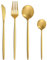 Matte Gold Cutlery Sets 16 Pieces, Bestdin Elegant Stainless Steel Cutlery Set, Kitchen Cutlery Set for 4 People, Suitable for Home/Party/Restaurant, Gold Titanium Coating and Dishwasher Safe