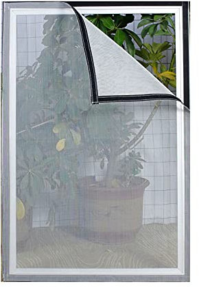 MAODOU 50x120cm,Zanzariera Per Finestra,Zanzariera Con Nastro Magico Protezione Zanzara, Garza bianca e adesivi neri