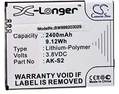 vhbw Akku kompatibel mit Emporia Smart 2 Handy Smartphone Telefon (2400mAh, 3,8V, Li-Polymer)