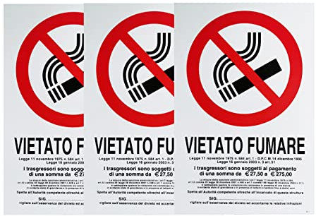 Segnaletica con Nastro Adesivo Cartello Vietato Fumare 20 x 30cm -3pezzi (1)