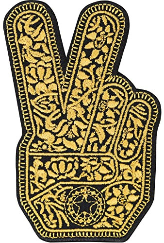 Peace Fingers Aufnäher gestickt | End gun violence together Aufbügler/Bügelbild Weltfrieden Sticker zum annähen/aufbügeln | Friedenszeichen Peace Zeichen Applikation | 80x50mm