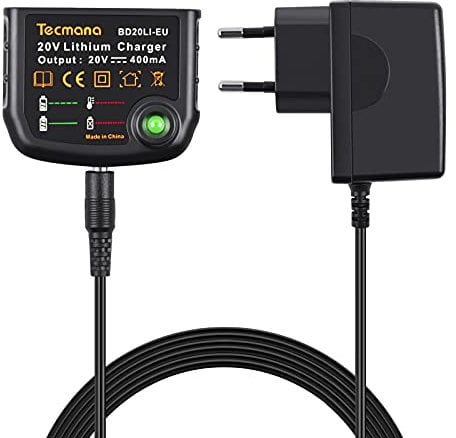 Tecmana Caricabatterie al litio 18V/20V, compatibile con batteria al litio Black & Decker 18V/20V BL2018 LBXR20 LBXR20-OPE LB20 LBX20 LBX20