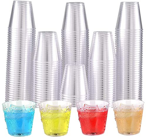 WDZGX Schnapsgläser Schnapsbecher Plastik Shotgläser Wiederverwendbare 4cl Partygadget Schnapsspender Zum Abfüllen für Verkostung Partys Weihnachten Geburtstage 50Stk (50)