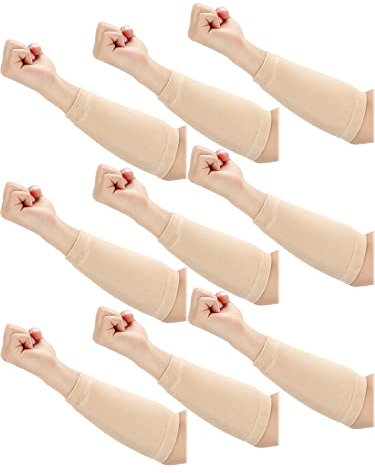 Janmercy Armschützer für dünne Haut und Prellungen, Armschutz für ältere Menschen, schützende Ärmel für Gärtnerarbeiten, 9 Paar, Beige, Medium