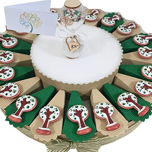 Torta bomboniere albero della vita calamite confettini, bigliettini inclusi (20 fette)