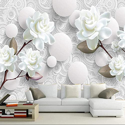 Peinture Murale Photo 3D Fleurs Minimalistes Papier Peint Mural Imperméable Salon Moderne Canapé Tv Fond Mur Art Décoller Et Coller Mur Photo Amovible Chambre D'Enfants Mur Art 300 x 210 cm (LxH)