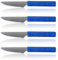 LaXon Messer, Frühstücksmesser, 4 Stk. blau, Brotmesser mit Wellenschliff, scharfe Messer auch für Grillfleisch und Pizza geeignet