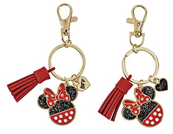 Disney Ensemble de Porte-clés Minnie Mouse Rouge, Noir et doré, Noir, Blanc et Rouge, Taille Unique