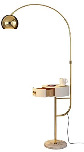 SYALEO Floor Lamp Lampadaire à intensité Variable avec Table et Station de Charge sans Fil Lampe sur Pied Moderne avec tiroir Lampadaire à Arc créatif pour Salon Den Étudier