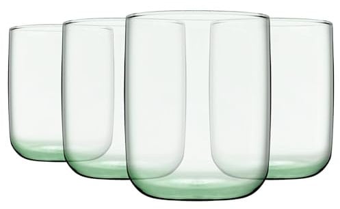 Pasabahce Aware Iconic Recycled Glass Tumblers - 280ml - Green - Pack of 4 - Glass Cups Dishwasher Safe Glasses Drinking Water & Juice Drinking Glasses