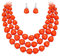 EVER FAITH Böhmische Mehrschichtige Halskette Ohrringe Set, Orange Statement Beaded Chunky Kragen Bib Schmuck-Set für Damen